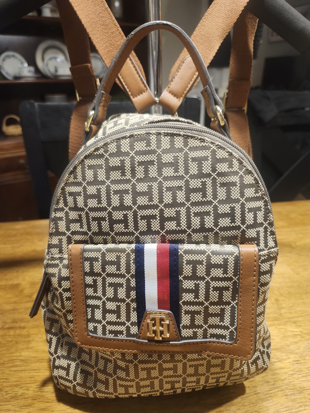 Tommy Hilfiger Navy Backpack Interior with Red Trim